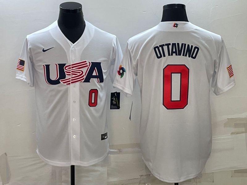 Men 2023 World Cub USA #0 Ottavino White Nike MLB Jersey5->more jerseys->MLB Jersey
